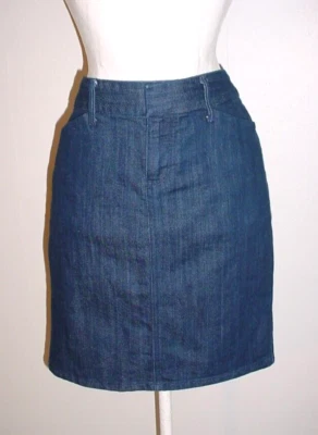 Falda Denim Antigua Azul Marino Talla 6 Regular Recta Lápiz 4 Bolsillos Foto 1 de 4