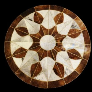 100% Authentic Egyptian Genuine Hair Cowhide Leather Patchwork Rug Carpet #204 - Picture 1 of 7