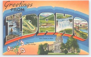 Postcard Greetings From Idaho Big Letter Gem State - Picture 1 of 3