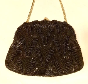 Vintage Walborg Hand Made In Korea Black Beaded Clutch Purse - Picture 1 of 6
