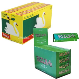 1200 papeles de liar para cigarrillos Rizla Green y 1200 puntas de filtro extra delgadas Swan - Imagen 1 de 3