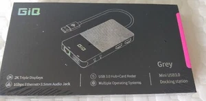 GIQ Mini USB C Hub Station d'accueil USB3.0 vers Double HDMI VGA Adaptateur Triple écran - Photo 1/9