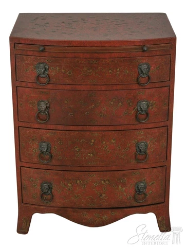 58556EC: Stunning Paint Decorated Bow Front Accent Chest Cover