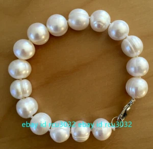 Pulsera Joyería Perla Genuina Natural Blanca Agua Dulce 11-12mm 7.5" - Imagen 1 de 12