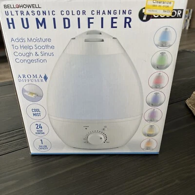 Bell & Howell Ultrasonic Changing Humidifier Aroma Diffuser 7 Color LED White - Image 1 of 3