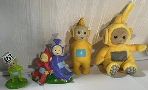 Teletubbies Figure Lot Dipsy TInky Winky Po Laa Laa PVC Plastic Plush Vintage - Picture 1 of 13