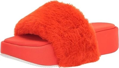 Sandália Feminina Nine West Plataforma Rize Lisa Chinelo Laranja Pele Fauz Tamanho 9M - Imagem 1 de 4