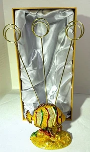 Enamel Jeweled Tropical Fish Wire Tree Recipe Card Photo Holder -New in Gift Box - Picture 1 of 10