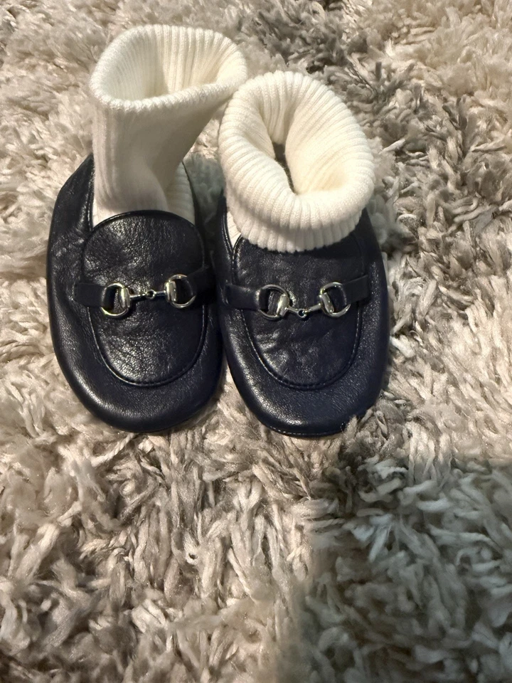 GUCCI Zapatos de Bebé Azul Marino GG Euro Talla 19US 4T Recién Nacido Auténticos Foto 1 de 4