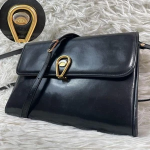 Used EX+ GUCCI GG Interlocking 2way Clutch Bag Shoulder Bag Leather Black - Picture 1 of 24