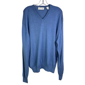 Orvis Sweater Mens XL Slate Blue Long Sleeve V-neck Cotton Classic Staple - Picture 1 of 7