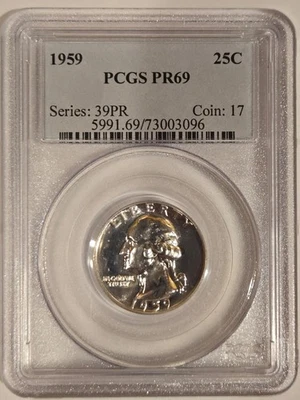 1959 PCGS GRADED PR69 Washington Quarter TOP POP - Image 1 of 4