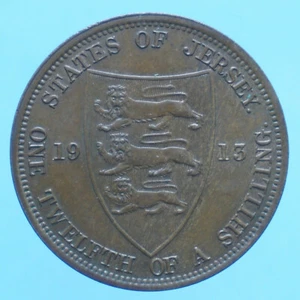 JERSEY GIORGIO V 1/12 SHILLING 1913 BRONZO COIN MONETA CURRENCY NUMISMATICA - Foto 1 di 2