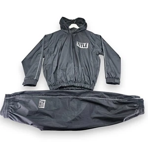 Title Boxing Track Suit Jacket & Track Pants Black Mens Large Rubberized Nylon - Picture 1 of 20