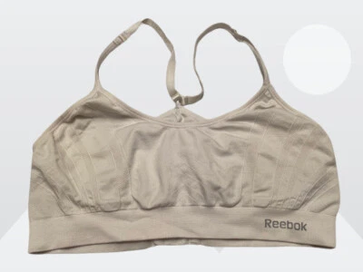 Reebok Women's Ivory / Off White Athletic Yoga Gym Stretch Sports Bra Size Large - Image 1 of 4