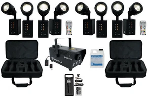 Chauvet DJ Ezpin Zoom Pack 8) Rechargeable Pin Spot Lights+Remote+Bag+Fogger+Mic - Picture 1 of 12