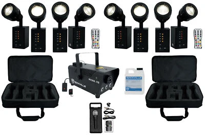 Chauvet DJ Ezpin Zoom Pack 8) Rechargeable Pin Spot Lights+Remote+Bag+Fogger+Mic - Image 1 of 4