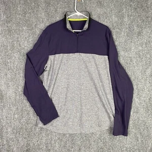 Lululemon Performance 1/4 Zip Mens Large Grey Purple Pullover Vented Long Sleeve - Picture 1 of 13