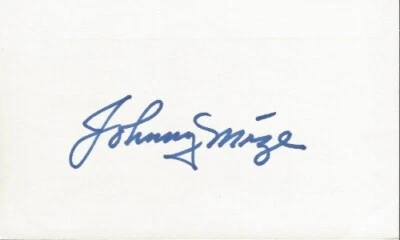 Johnny Mize Signed NY Giants - NY Yankees 3x5 Inch Index Card - Deceased 1993 - Image 1 of 2