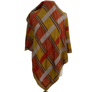 CHRISTIAN FISCHBACHER CHECK BEIGE SQUARE silk scarf  43/33 in  #a19 - Picture 1 of 3