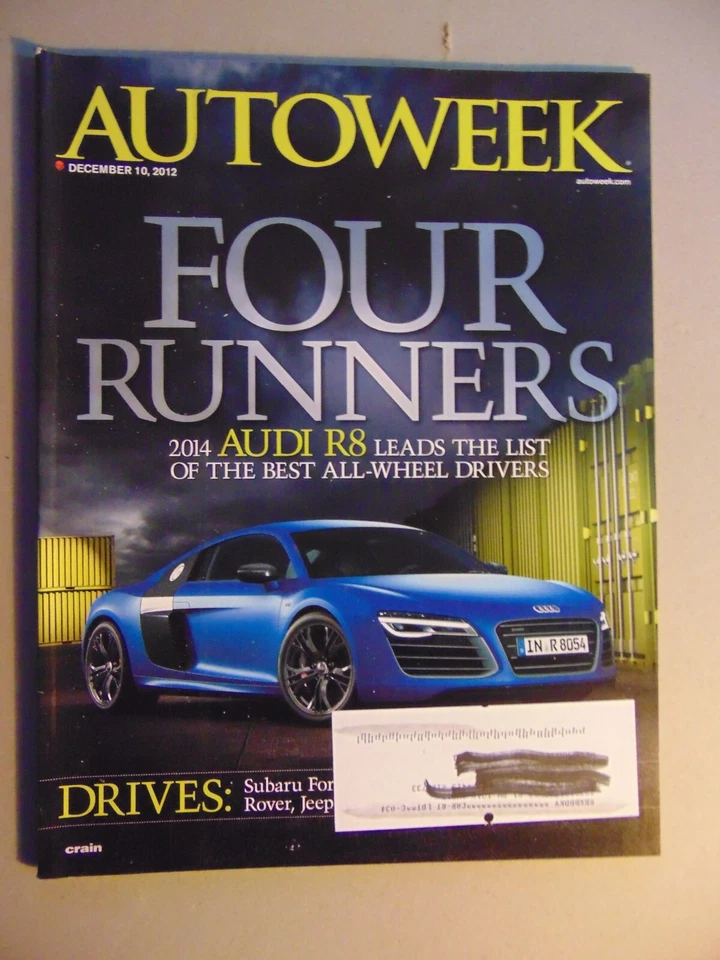 AUTOWEEK MAGAZINE December 2012 AUDI R8 - Image 1 of 1