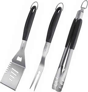HAUSHOF 3PCS Grill Accessories Heavy Duty BBQ Set Barbecue Utensils Tool Kit Set - Picture 1 of 9