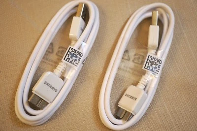 LOTE de 2 cables de sincronización de datos USB 3.0 para Samsung Galaxy S5 Note 3 blanco genuino Foto 1 de 4