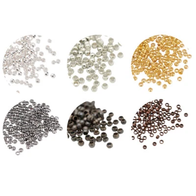 200 Quetschperlen 2x1,2mm Crimps Crimpperlen Quetschkugel Messing Gold Silber - Bild 1 von 4