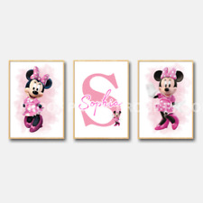 Set of 3 Personalised Girl/boy Nursery bedroom Print / Minnie Mouse A5 A4 A3