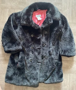 Circo Girls Size 4T Black Pea Coat Pink Liner Soft And Fluffy And Pockets - Picture 1 of 4