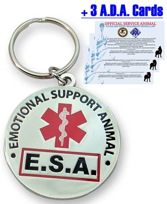 Emotional Support Animal ESA Dog Metal Collar Tag +ADA Cards | ALL ACCESS CANINE - Image 1 of 4