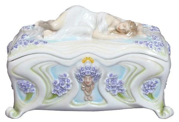 Sleeping Maiden W/Violet Trinket Box - Home Accent. - Image 1 of 1