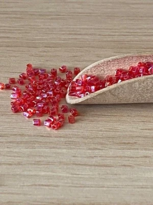 Japanese Miyuki Twist Beads Size 10/0  #254 Red Transparent Rainbow 23grams - Image 1 of 3
