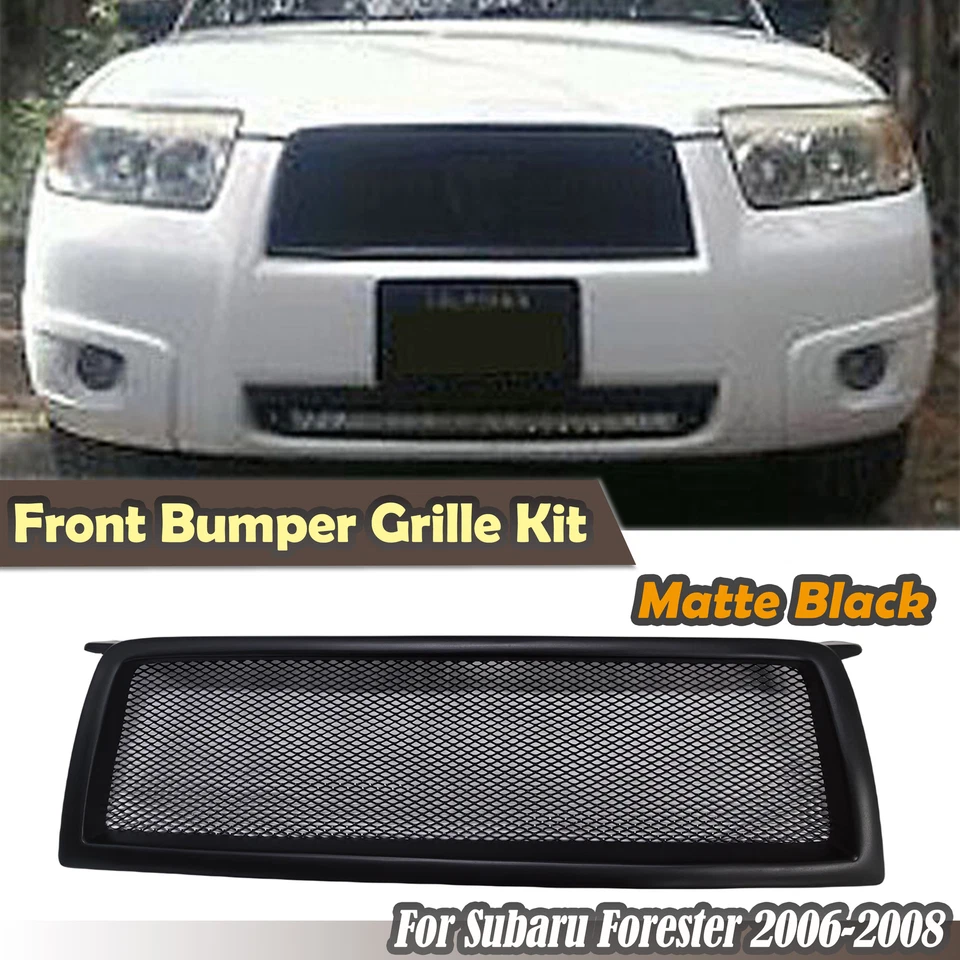 Parrilla de malla de parachoques delantero negro mate para Subaru Forester 2006-2008 2007 1x Foto 1 de 4