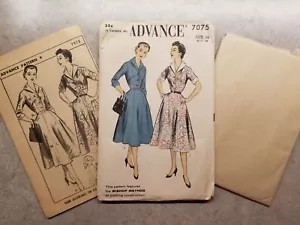 UNUSED FF Vintage 1940s Sewing Pattern ADVANCE 7075 Sz 16 Bust 34 Womens Dress - Picture 1 of 3