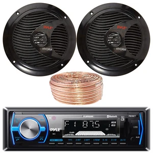 Pyle PLMRB29B Bluetooth Stereo Receiver, 2x 6.5" 150W Waterproof Speakers W/Wire - Picture 1 of 4