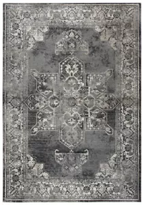 3x5 Rizzy Rugs Gray Bordered Petals Corners Door Mat PN6972 - Aprx 3' 3" x 5' 3" - Picture 1 of 2