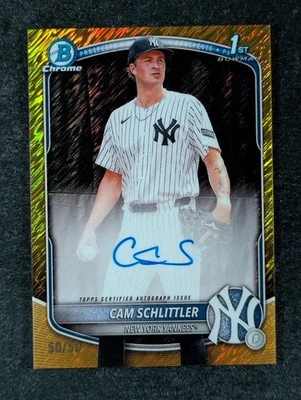 2025 Topps Bowman Chrome CAM SCHLITTLER 50/50 Bookend Last Print 1st Bowman Auto - Image 1 of 3