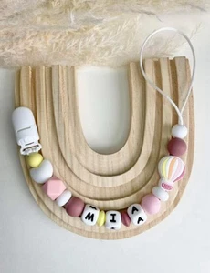 Personalized Pacifier Clip for Babies Custom Name Pacifier Holder Silicone Beads - Picture 1 of 1