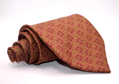 Corbata Barneys New York Mezcla Seda Borgoña/Beige Paisley Hecha en Italia Foto 1 de 4