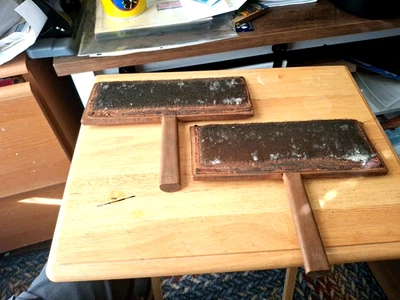 Antique Carding Paddles No Marks Antique Patina  Wool Spinning Weaving Set Of 2 - Image 1 of 4