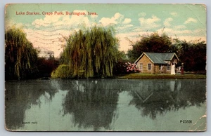 Vintage 1914 Lake Starker Crapo Park Burlington Iowa Postcard Gilbert Photo - Picture 1 of 2