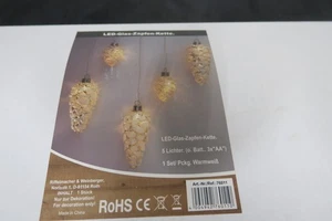 Weihnachtsdeko - Led  -  Lichterkette   5  Glaszapfen - Bild 1 von 3