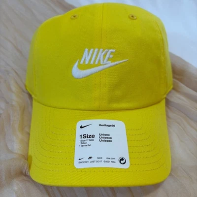 NEW Nike Lemon Yellow Adult Unisex Heritage 86 Adjustable Baseball Hat - Image 1 of 4