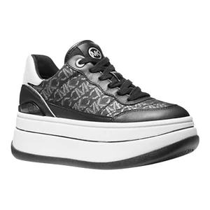 Michael Kors Damen Hayes Empire Logo Schnürschuhe Plateau Sneaker Schwarz Größe 5 - Bild 1 von 4