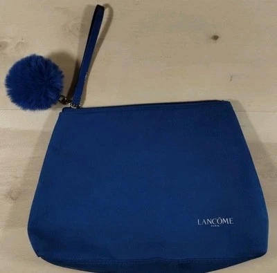 Lancome Paris Makeup Bag Cosmetic Pouch blue Suede Look - Image 1 of 3