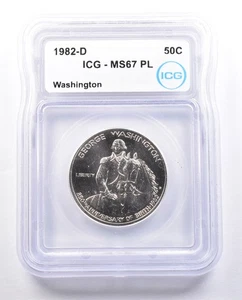 1982-D Washington Commemorative Half Dollar MS67 PL ICG *2393 - Picture 1 of 3