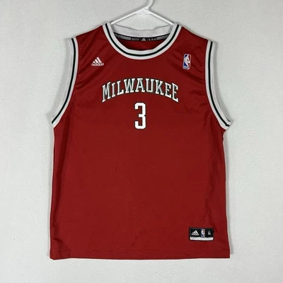 Camiseta Adidas Milwaukee Bucks Brandon Jennings #3 Juvenil XL Roja NBA Baloncesto Foto 1 de 4