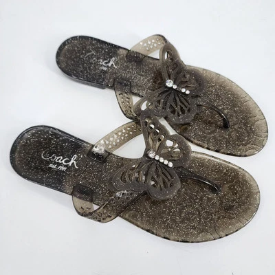Sandálias Coach Feminina Tamanho 8B Sandálias Pasarella Borboleta Geleia Flip Flop Glitter - Imagem 1 de 4