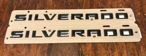 2PC  Black SILVERADO Door Fender Badge Nameplate Letters Emblem NEW OEM - Bild 1 von 2